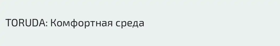 TORUDA: Комфортная среда